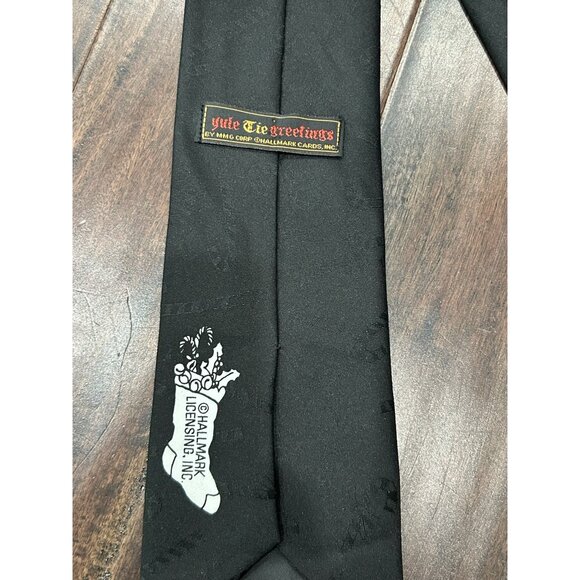 Hallmark Jolly Tie Greetings Reindeer Christmas Necktie Black - Picture 3 of 9
